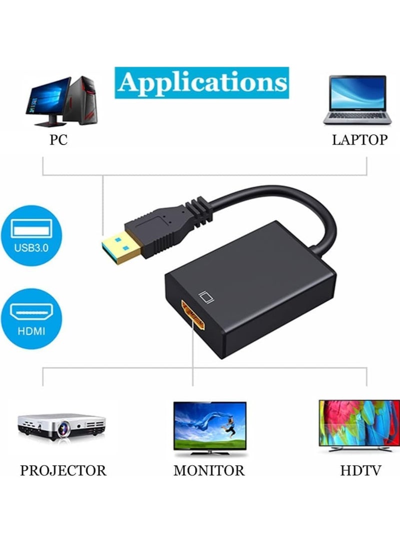 TIGER كابل محول USB 3.0 إلى HDMI – يدعم فيديو وصوت بدقة Full HD 1080P – متوافق مع الكمبيوتر الشخصي، اللابتوب وسطح المكتب – سهل التوصيل والتشغيل – نقل بيانات عالي السرعة – تصميم مدمج وقابل للحمل للاستخدام أثناء التنقل - Image 3