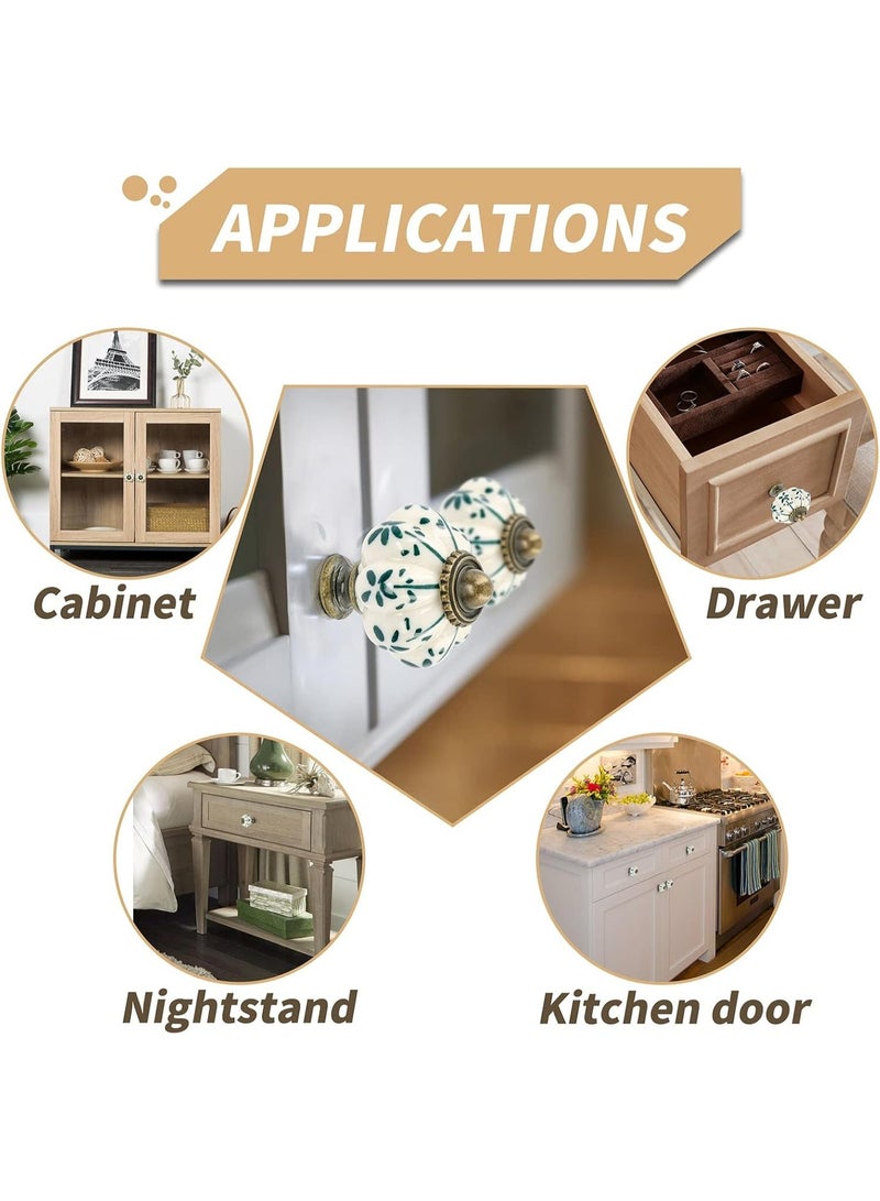 العاج والخضراء السيراميك المقابض 12 حزمة - القرنطين مجلس الوزراء المقابض ريترو Dresser المقابض - الدرج القديم يسحب مع المسامير لخزانة الخزانة الخزانة الدرج ومشروع DIY المنزل - Image 1