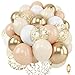 Zesliwy Gold White Sand Confetti Balloons 50pcs 12 inch Beige Gold Nude Neutral Balloons for Birthday Wedding Bride Shower Party Decoration - Image 3