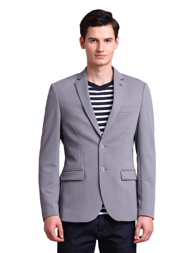 Arrow Solid Knitted Blazer for Men - Slim Fit, Button Closure Casual Blazer for Men - 44, Grey - Image 1