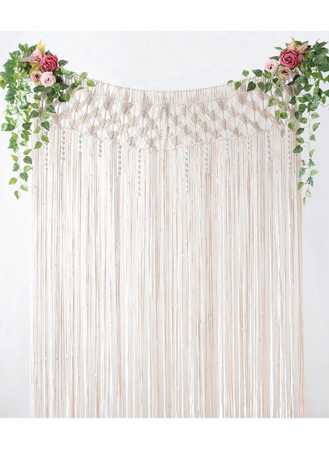 انتيكيانو ستارة مكرمية بنمط بوهيمي لتزيين الحائط، مكرمية كبيرة منسوجة يدويا 203x73 سم - Image 4