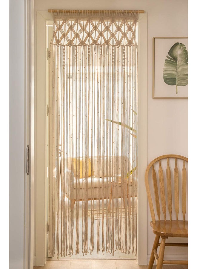 انتيكيانو ستارة مكرمية بنمط بوهيمي لتزيين الحائط، مكرمية كبيرة منسوجة يدويا 203x73 سم - Image 2