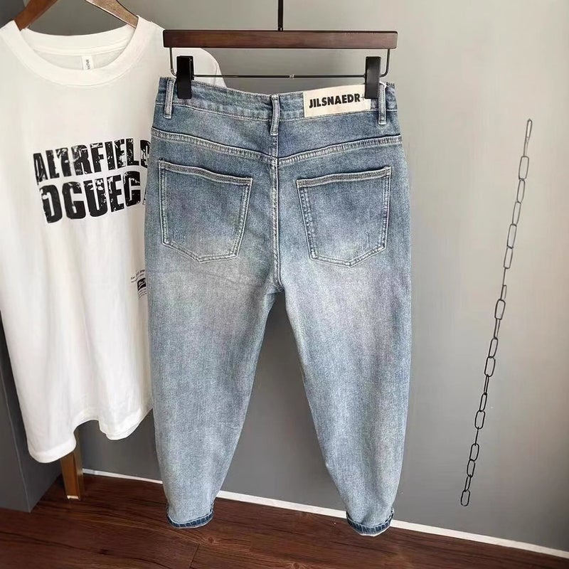 Micro Loose Tapered New Small Ripped Jeans Pants Trendy Brand Light Color Torre Harlan 9 - Image 5