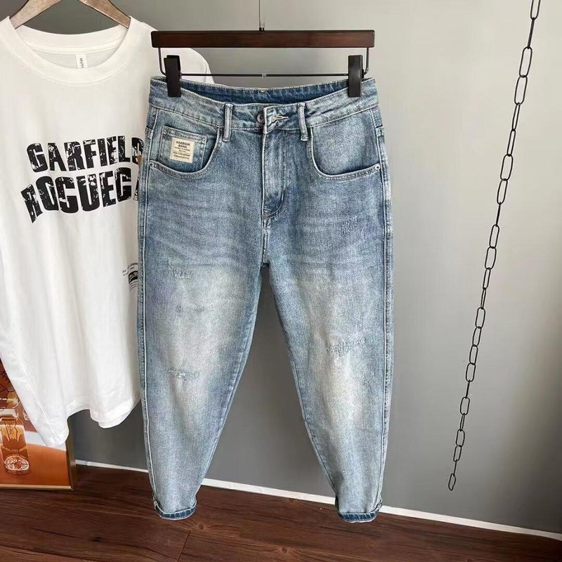 Micro Loose Tapered New Small Ripped Jeans Pants Trendy Brand Light Color Torre Harlan 9 - Image 2