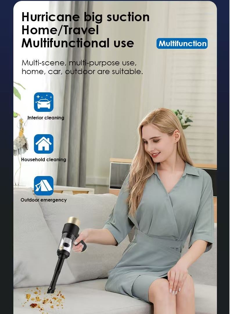 4 in 1 Car Vacuum Cleaner Portable Handheld Wireless Strong Suction Mini Cleaner for Car Interior - Image 3