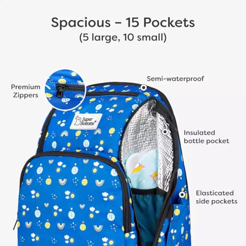 superbottoms Multipurpose Diaper Bag (Dreamy Day), Diaper Bags for Mothers, Spacious Baby Bag, Insulation for Baby Bottles, Semi-waterproof, Easy Storage & Travel Bag, Maternity Backpack - Image 3