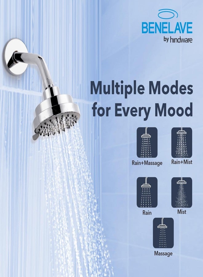 hindware Benelave by Hindware 5-Flow Overhead Shower for Bathroom | Made of ABS | Mirror-like Chrome Polish Finish | Rain, Massage, Mist & Combination Modes | Water Saving Multi Flow Bathroom Shower - Image 2