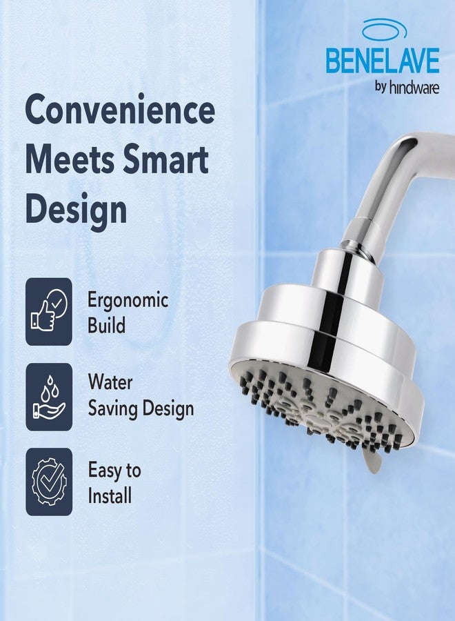 hindware Benelave by Hindware 5-Flow Overhead Shower for Bathroom | Made of ABS | Mirror-like Chrome Polish Finish | Rain, Massage, Mist & Combination Modes | Water Saving Multi Flow Bathroom Shower - Image 3
