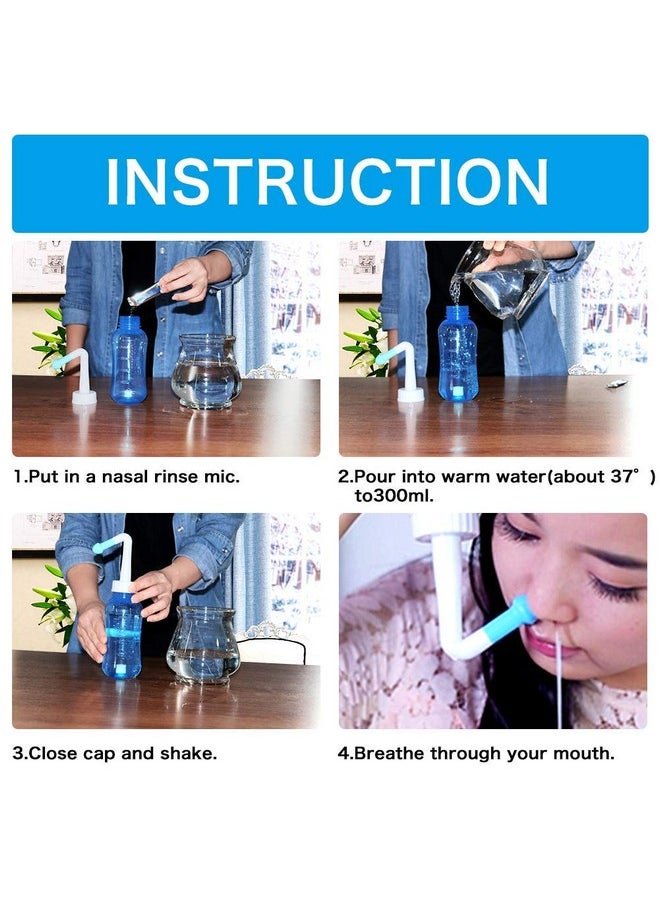 Hannea - 300 Ml Neti Pots For Sinus Nose Wash Cleaner Pressure Rinse Nasal Irrigation Bpa Free With 30 Nasal Wash Salt Packets And Sticker Jal Neti For Adults Children Nose Care - Image 1