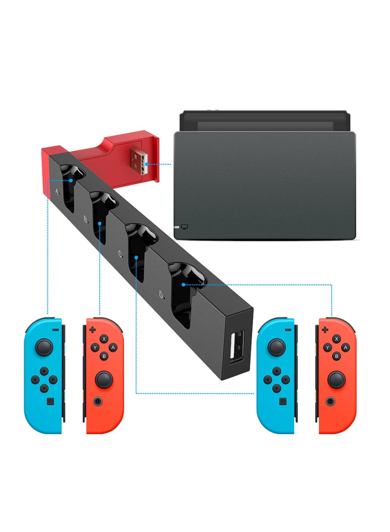 SOLARAE Charger Fit for Switch & Switch OLED Joy Cons Controllers, Charging Dock Base Station Fit for Switch Joycons with Blue And Red Led Indicator, Charger Station Stand Fit for Joy Cons - Image 4