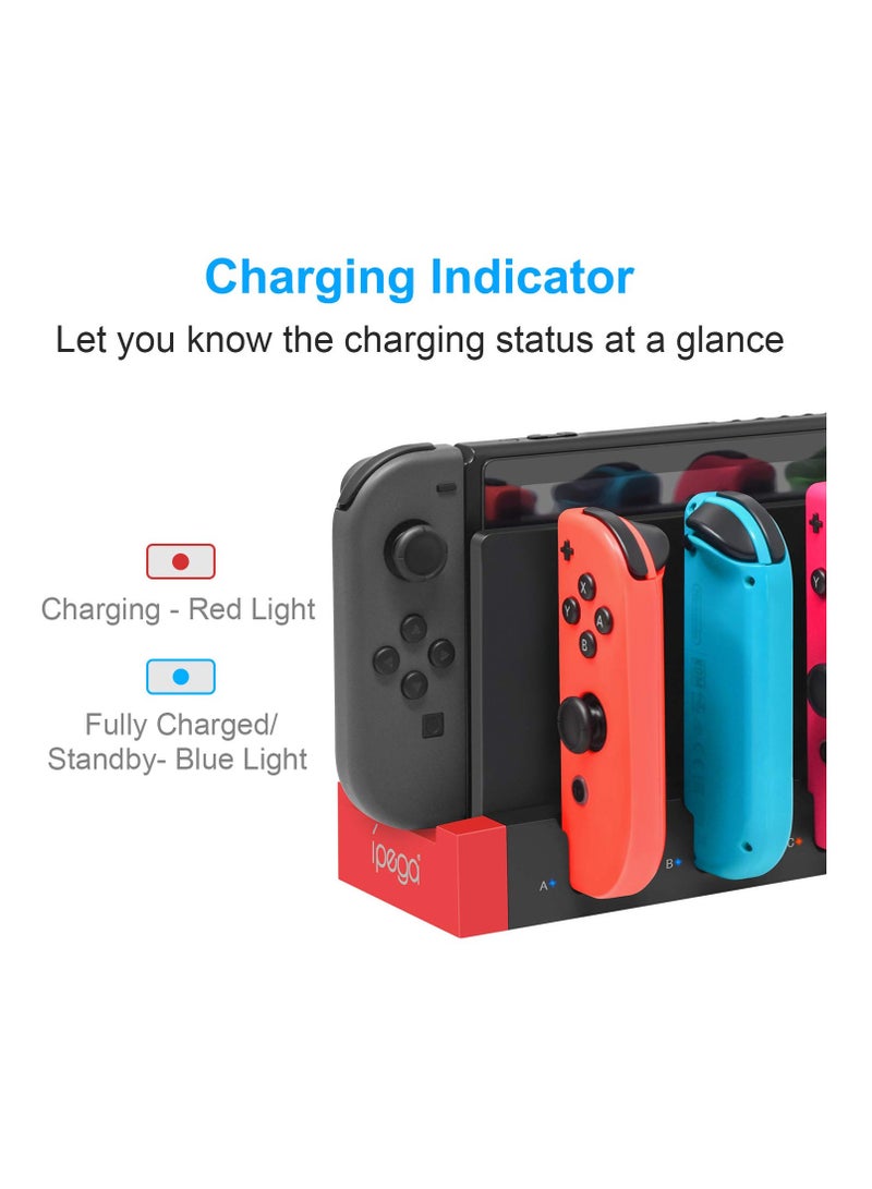 SOLARAE Charger Fit for Switch & Switch OLED Joy Cons Controllers, Charging Dock Base Station Fit for Switch Joycons with Blue And Red Led Indicator, Charger Station Stand Fit for Joy Cons - Image 2