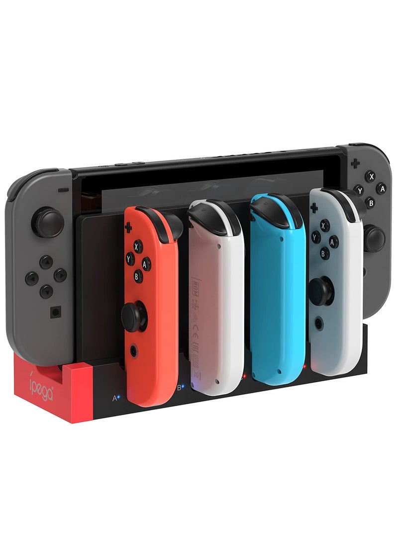 SOLARAE Charger Fit for Switch & Switch OLED Joy Cons Controllers, Charging Dock Base Station Fit for Switch Joycons with Blue And Red Led Indicator, Charger Station Stand Fit for Joy Cons - Image 1