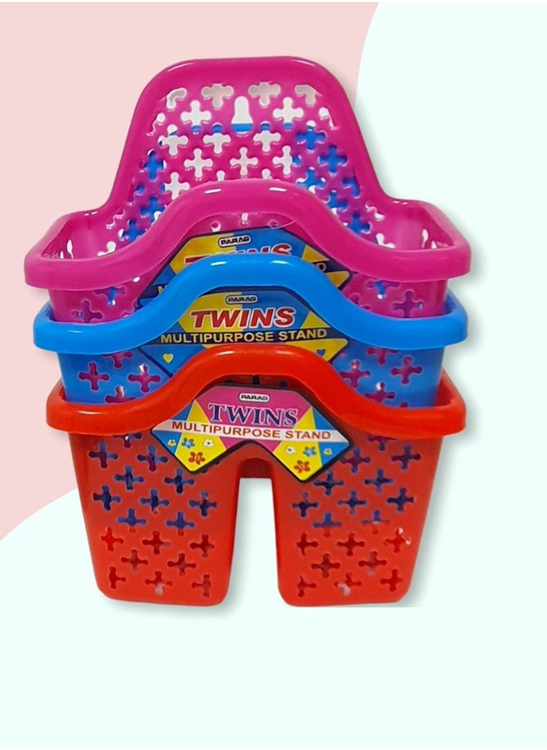 Generic - Multi Utility Plastic Stand Rack Set of 3 Pieces - Small, Assorted Color - Image 1
