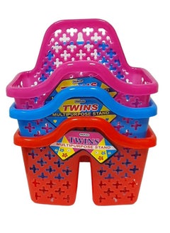 Multi Utility Plastic Stand Rack Set of 3 Pieces - Small, Assorted Color