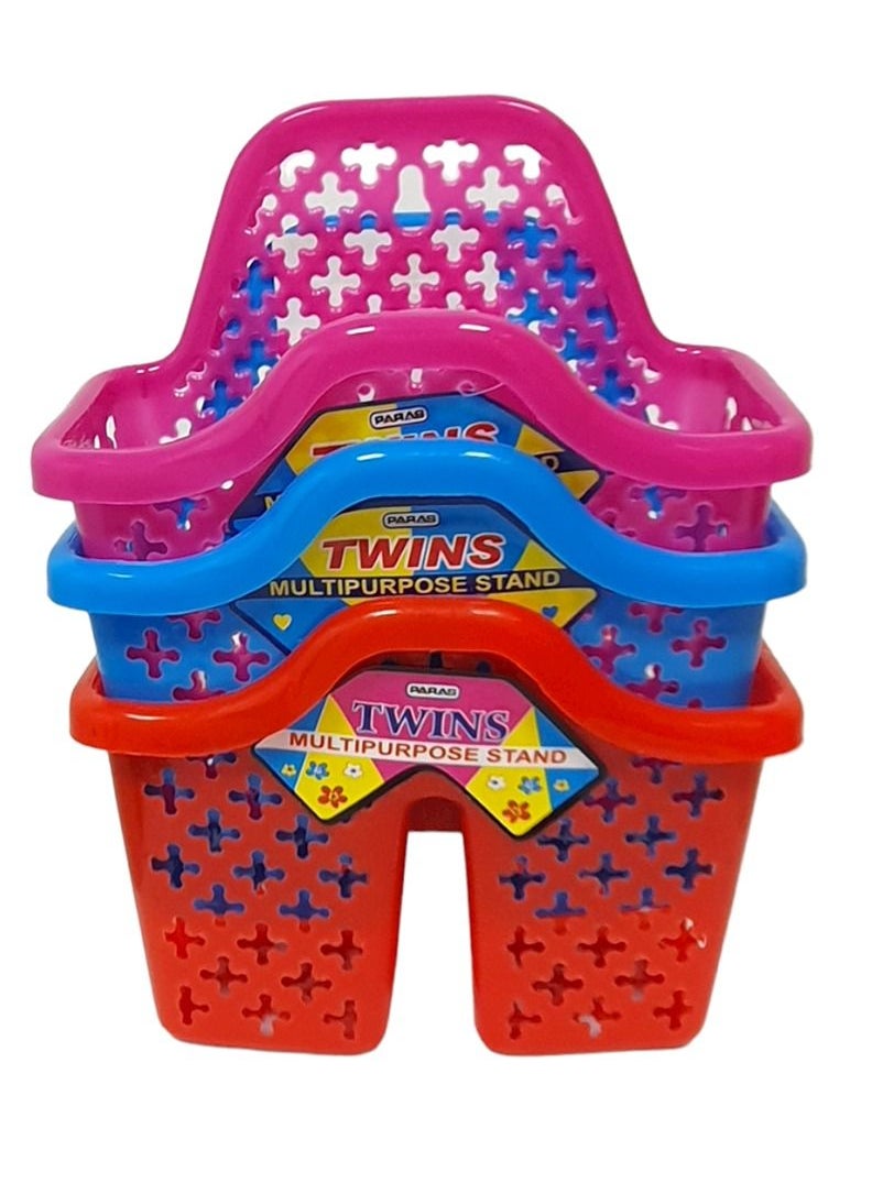 Generic - Multi Utility Plastic Stand Rack Set of 3 Pieces - Small, Assorted Color - Image 1