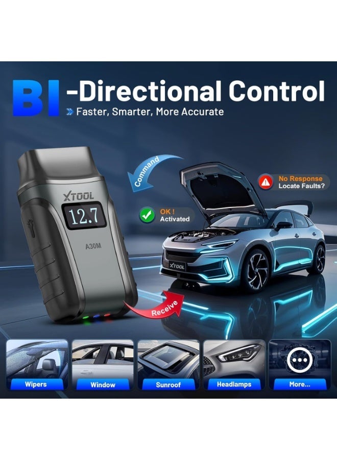 أداة اكس  جهاز فحص وتشخيص أعطال السيارات OBD2 XTOOL Anyscan A30M V2.0، إصدار 2026، لاسلكي مع تحكم ثنائي الاتجاه، تحديثات مجانية، 26 وظيفة إعادة ضبط، فحص جميع الأنظمة، متوافق مع Android وiPhone، ويدعم إعادة تعلم حساس الكرنك، EPB، وإعادة تعلم الثروتل. - Image 2
