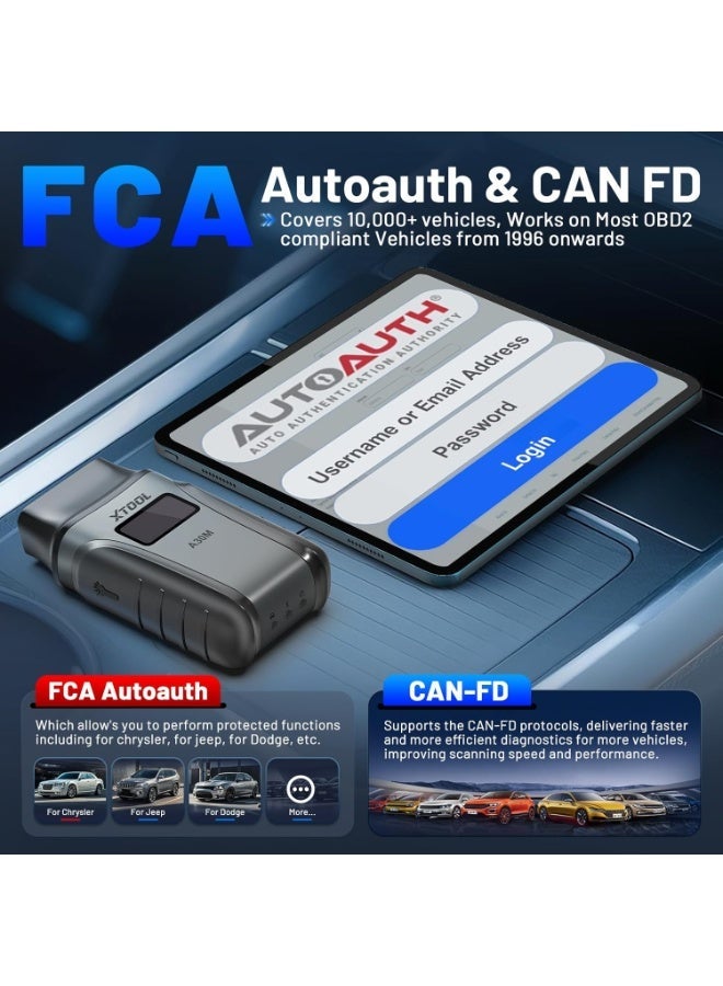 أداة اكس  جهاز فحص وتشخيص أعطال السيارات OBD2 XTOOL Anyscan A30M V2.0، إصدار 2026، لاسلكي مع تحكم ثنائي الاتجاه، تحديثات مجانية، 26 وظيفة إعادة ضبط، فحص جميع الأنظمة، متوافق مع Android وiPhone، ويدعم إعادة تعلم حساس الكرنك، EPB، وإعادة تعلم الثروتل. - Image 4