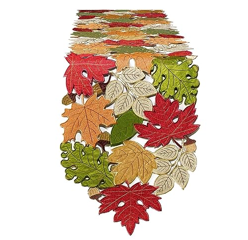 KEVA Fall Table Runner 72inches Long, Autumn Maple Leaves Table Runner 13x72 inch for Thanksgiving Kitchen and Table - Image 2