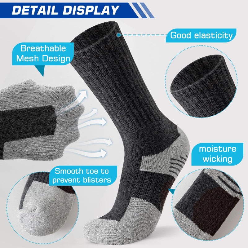 Nimalpal 5FK Multicolor Merino Wool Socks Men Women, Thermal Warm Cushioned Wool Hiking Socks, Moisture Wicking Winter Boot Socks 5 Pairs - Image 5