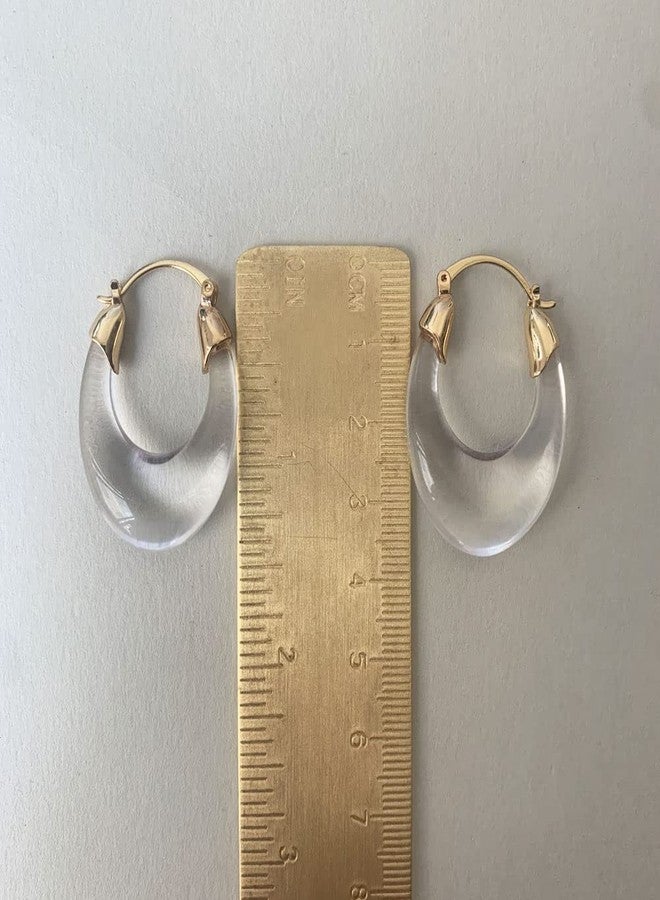 يس ليدي أقراط YESLADY حلقية من الأكريليك، بيضاوية الشكل، مصنوعة من الراتنج الشفاف، بتصميم بسيط وأنيق، مناسبة للنساء. - Image 4