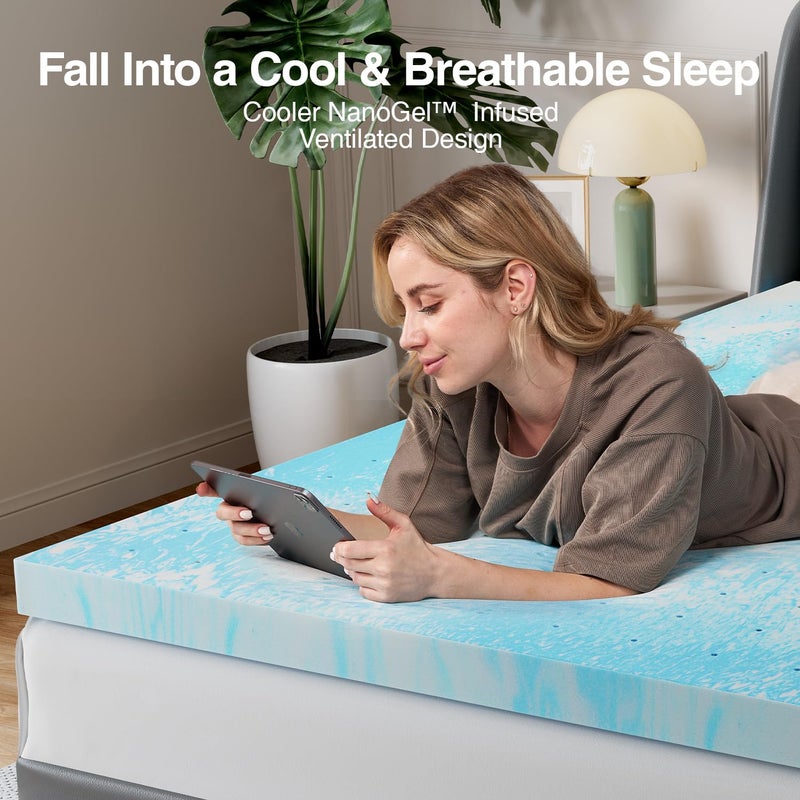 Novilla Twin Memory Foam Mattress Topper 3 Inch, Cooling Gel Infused, Ventilated Pressure Relief Pad, Medium Comfort for Sofa, RV, Camper, Dorm Room - Image 5