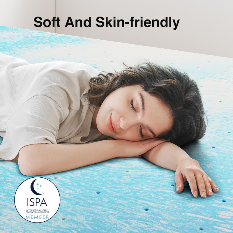 Novilla Twin Memory Foam Mattress Topper 3 Inch, Cooling Gel Infused, Ventilated Pressure Relief Pad, Medium Comfort for Sofa, RV, Camper, Dorm Room - Image 2