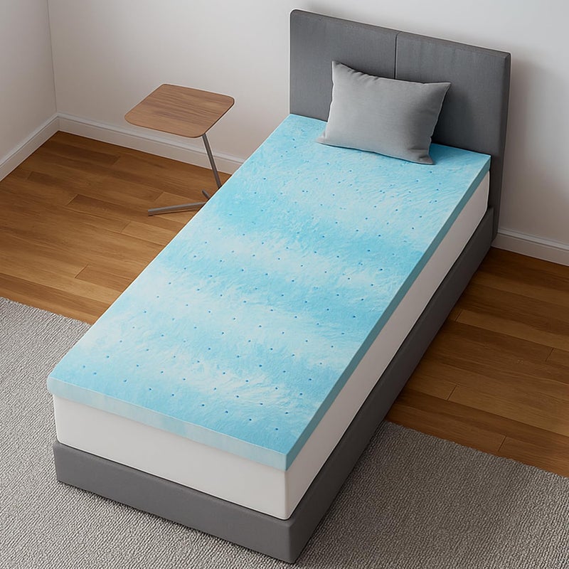 Novilla Twin Memory Foam Mattress Topper 3 Inch, Cooling Gel Infused, Ventilated Pressure Relief Pad, Medium Comfort for Sofa, RV, Camper, Dorm Room - Image 1