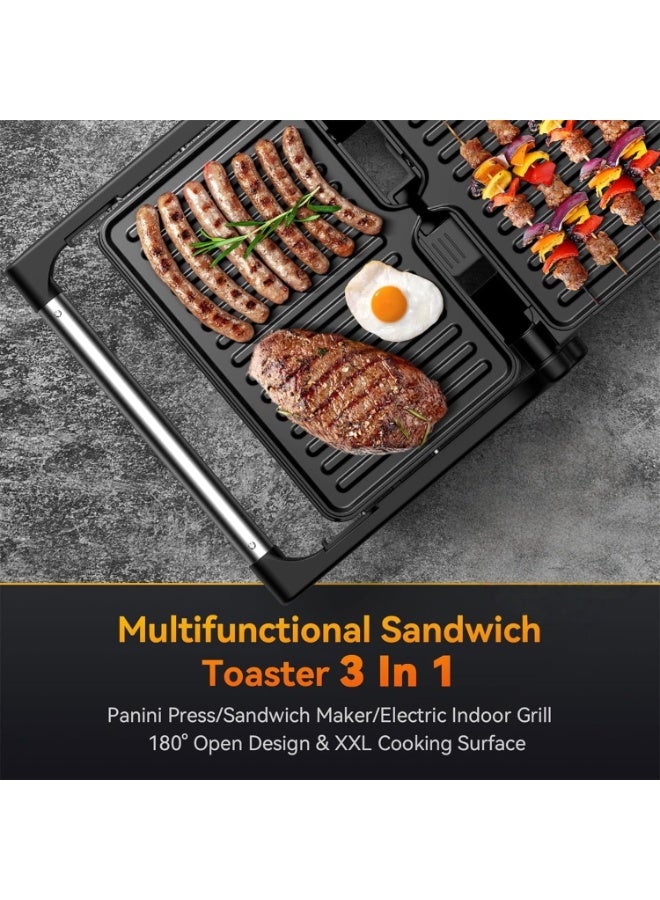 يوقليف صانعة السندوتشات شواية بانيني/ساندويتش غير لاصقة، ماكينة شرائح اللحم، صانع ساندوتش داخلية، 800 واط، للحوم المشوية، النقانق، الهامبرجر، ساندويتش الخبز,سخانة ساندوتش,سخان ساندوتش, حماصة ساندوتش, - Image 2