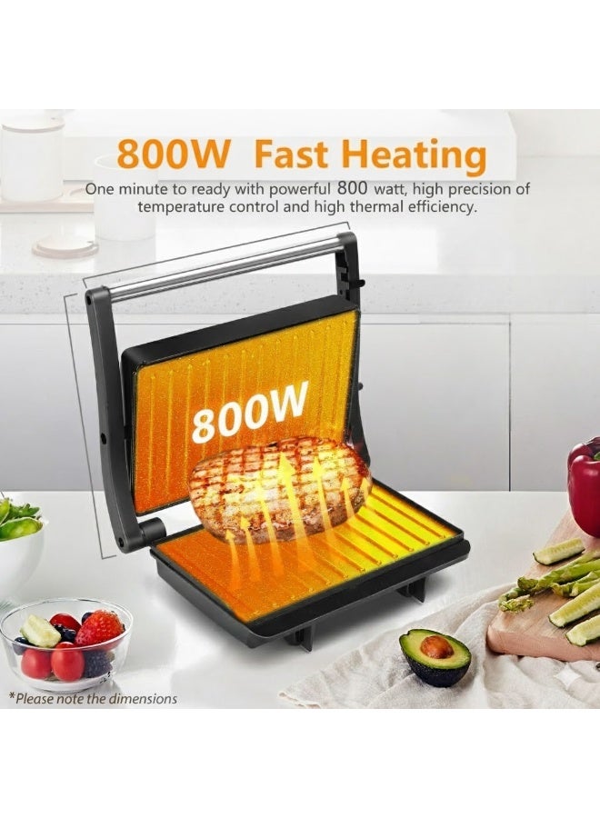 يوقليف صانعة السندوتشات شواية بانيني/ساندويتش غير لاصقة، ماكينة شرائح اللحم، صانع ساندوتش داخلية، 800 واط، للحوم المشوية، النقانق، الهامبرجر، ساندويتش الخبز,سخانة ساندوتش,سخان ساندوتش, حماصة ساندوتش, - Image 3