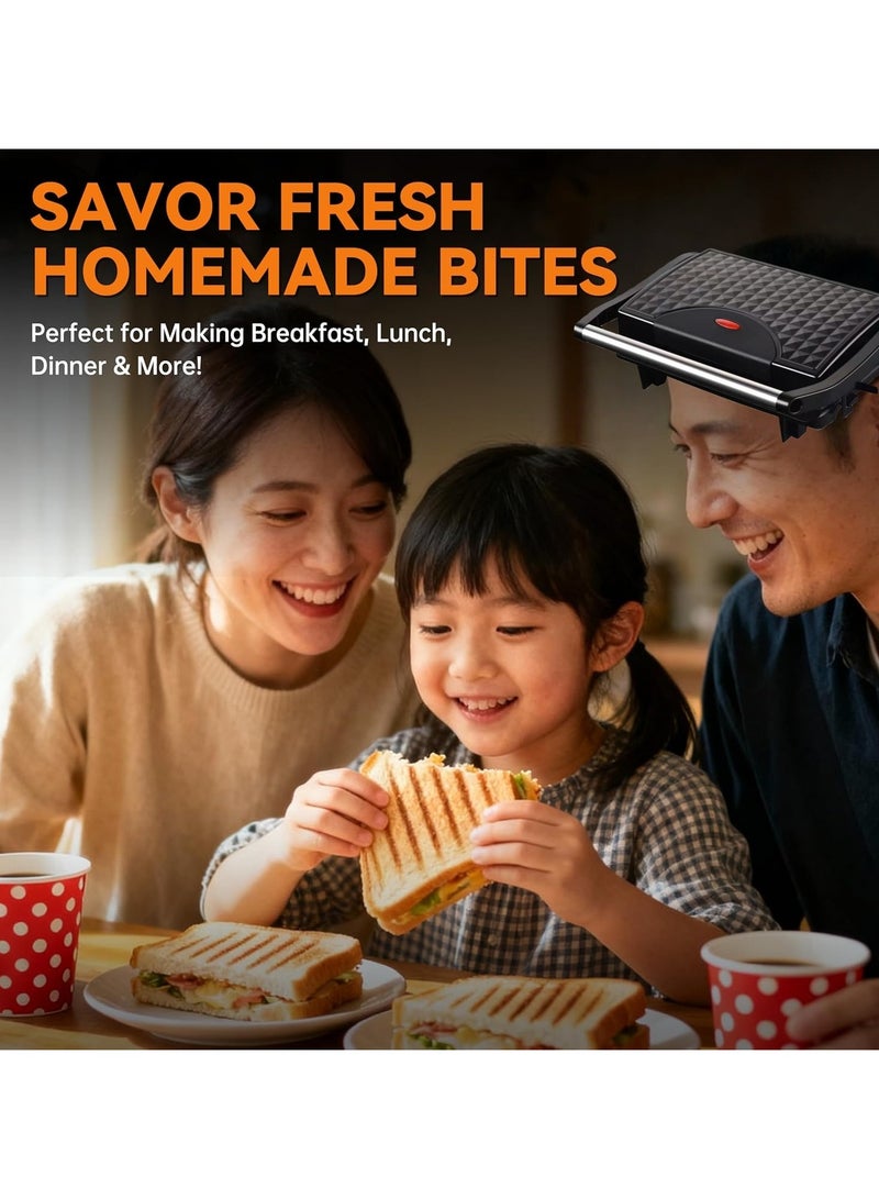 يوقليف صانعة السندوتشات شواية بانيني/ساندويتش غير لاصقة، ماكينة شرائح اللحم، صانع ساندوتش داخلية، 800 واط، للحوم المشوية، النقانق، الهامبرجر، ساندويتش الخبز,سخانة ساندوتش,سخان ساندوتش, حماصة ساندوتش, - Image 4