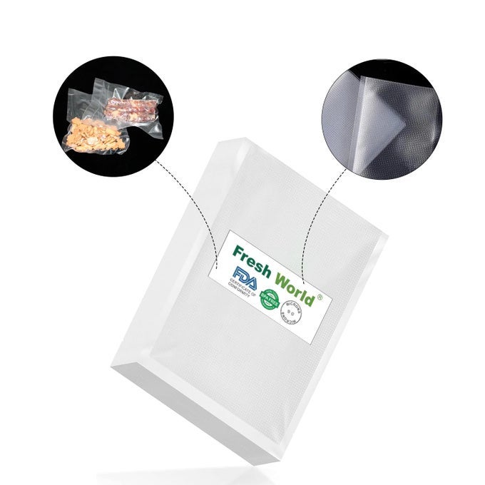 FOOD GRADE BPAFREE MICROWAVEABLE READY VACUUM BAGS WITH 90 MICRON THICKNESS TRAVEL FRIENDLY AIRTIGHT SPACE SAVER STORAGE BAGS 20 CMS X 25 CMS