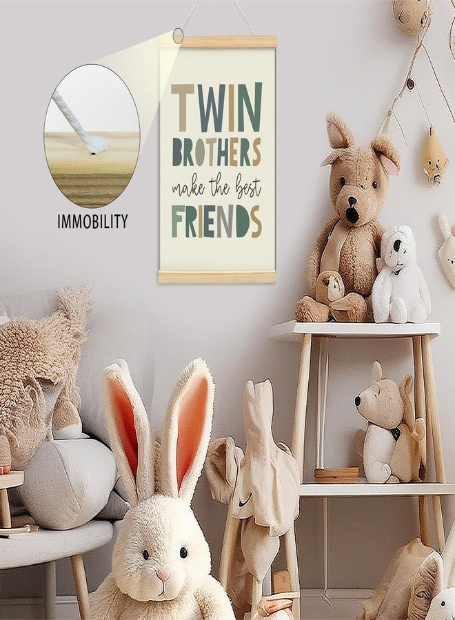 foedor Friend Gift Twin Baby Essentials Poster Hanger Frame,Twins Items Must Haves Wall Sign Decor for Nursery Baby Kids Girl Boy Teen Bedroom Playroom,Born Together Friends Forever - Image 5