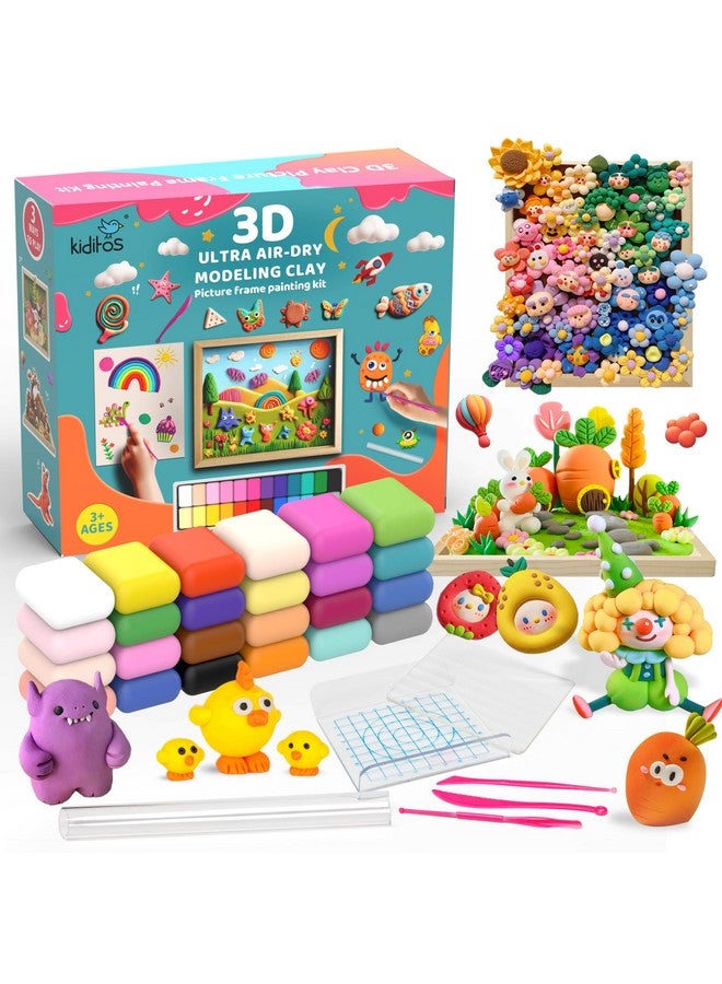 Kiditos Air Dry Clay With Picture Frame24 Colors Modeling Clay Painting Diy Kit For Kids And Adultssoft&Ultra Lightchristmas&Birthday Gifts Education Craft Toy With Sculpting Tools - Image 1