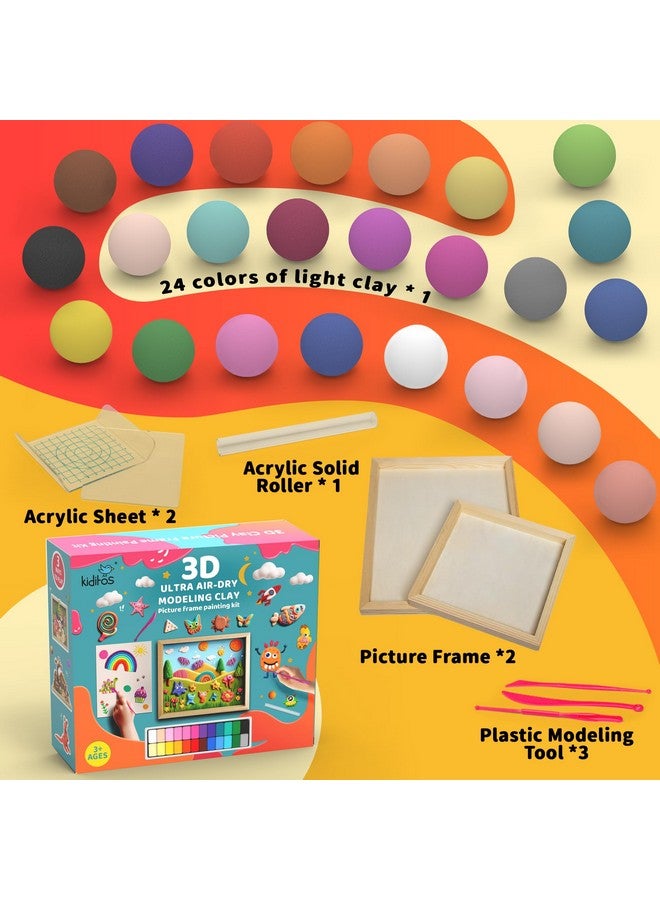Kiditos Air Dry Clay With Picture Frame24 Colors Modeling Clay Painting Diy Kit For Kids And Adultssoft&Ultra Lightchristmas&Birthday Gifts Education Craft Toy With Sculpting Tools - Image 3