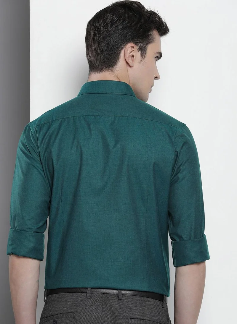 The Indian Garage Co Men Slim Fit Solid Full Sleeves Cutaway Collar Formal Shirt