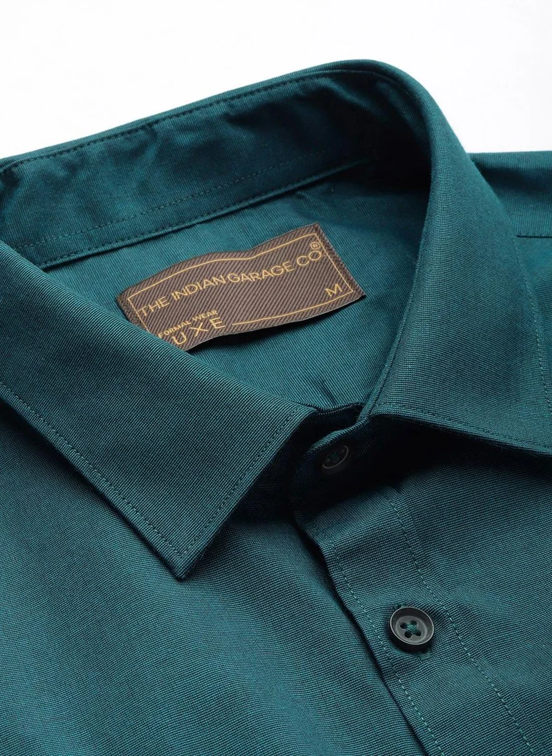 The Indian Garage Co Men Slim Fit Solid Full Sleeves Cutaway Collar Formal Shirt