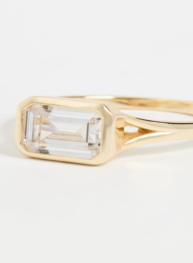 SHASHI Women's Emerald Baguette Ring, Gold, 7 - Image 4