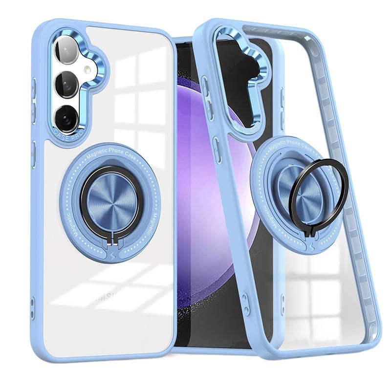 MagSafe iPhone 14 Plus Acrylic Case Protective TPU + for iPhone 14 14 Plus 14 Pro 14 Pro Max with Kickstand in Blue - Image 1