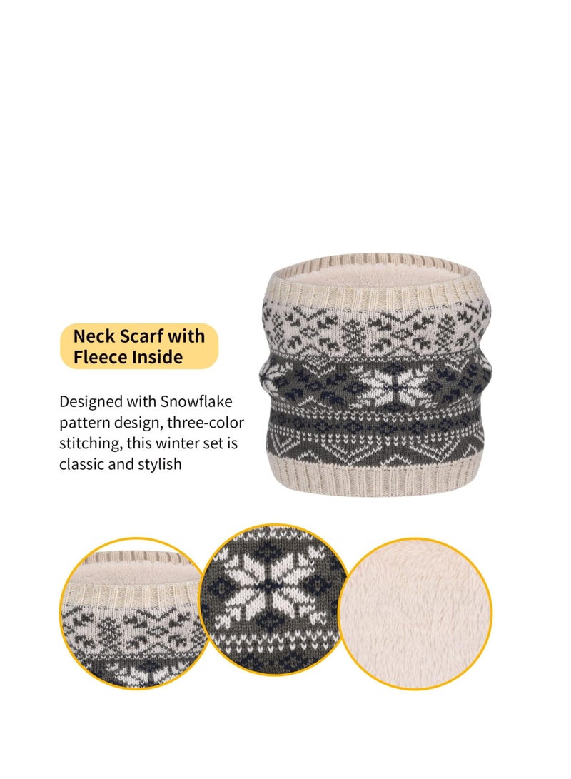 KASTWAVE Kid Hat Scarf Gloves Set, Winter Knit Hat Boys Winter Hat Kids Hats & Gloves Set Neck Warmer Touch Screen, Kid Gift for 1-8 Years Old Girls Boys - Image 3