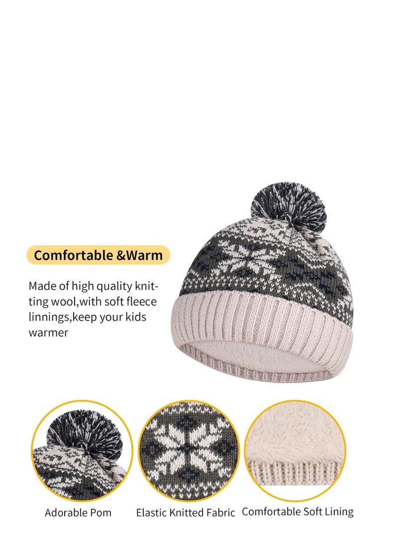 KASTWAVE Kid Hat Scarf Gloves Set, Winter Knit Hat Boys Winter Hat Kids Hats & Gloves Set Neck Warmer Touch Screen, Kid Gift for 1-8 Years Old Girls Boys - Image 4