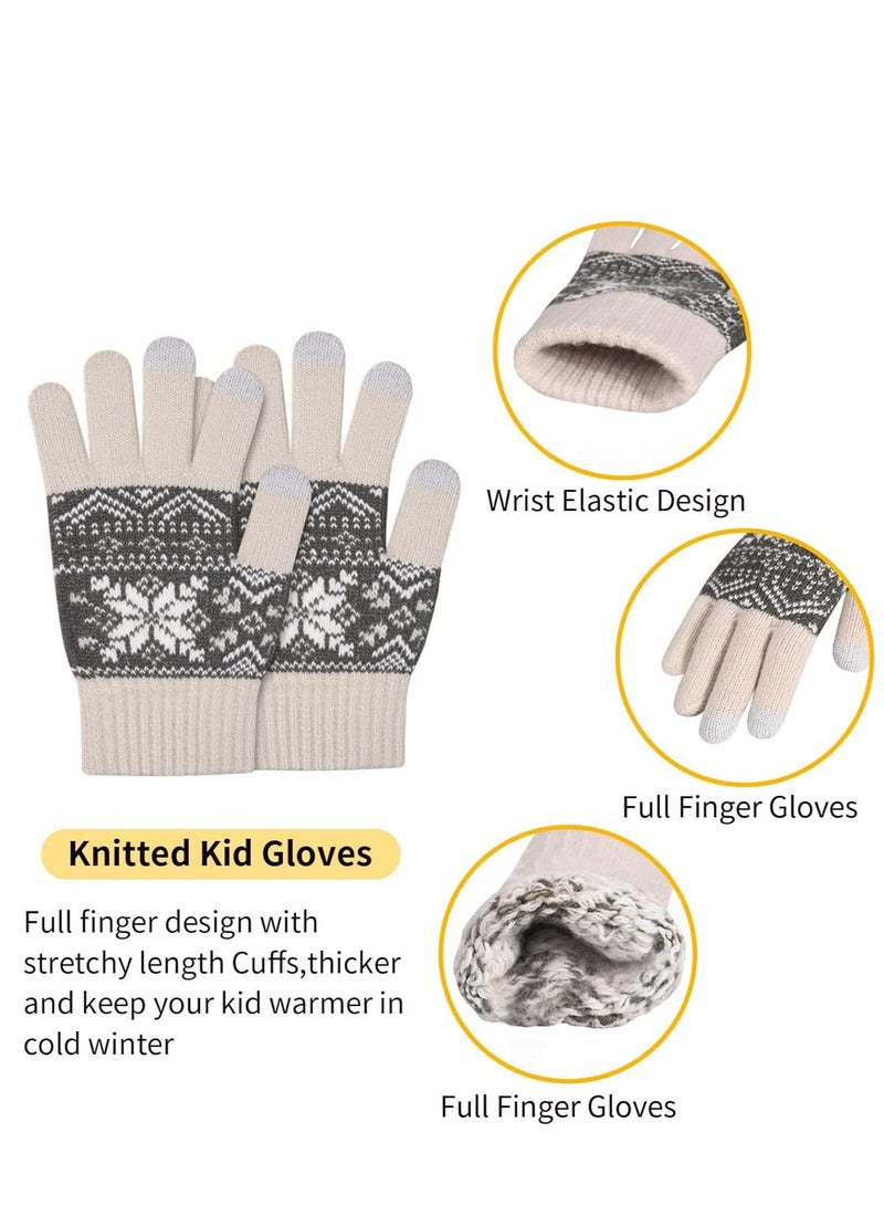 KASTWAVE Kid Hat Scarf Gloves Set, Winter Knit Hat Boys Winter Hat Kids Hats & Gloves Set Neck Warmer Touch Screen, Kid Gift for 1-8 Years Old Girls Boys - Image 2