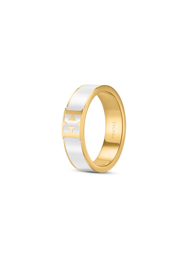 إسكادا خاتم سكارليت مطلي بالذهب مع شعار مقصوص وزخرفة مينا بيضاء - Image 1