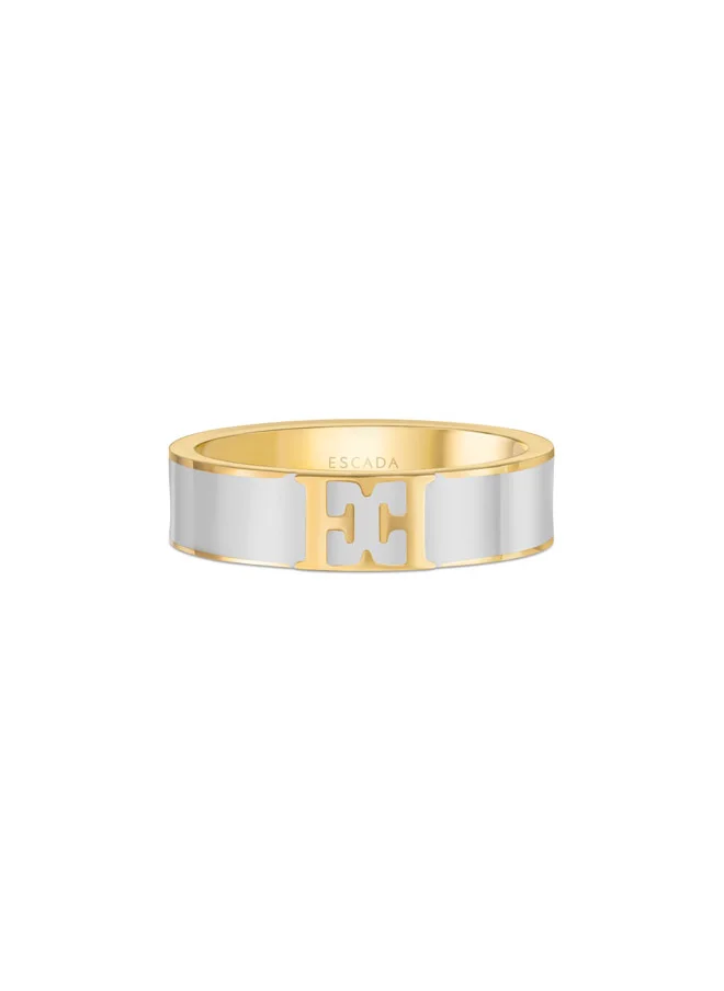 إسكادا Scarlett Gold Plated Ring with Escada Logo Cutout & White Enamel Accent