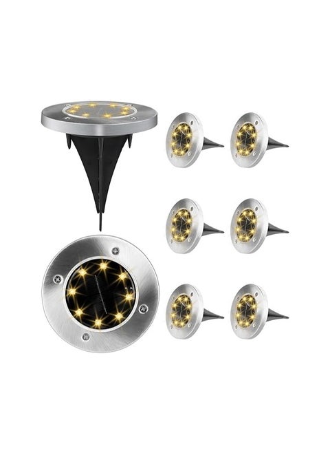 6PCS Solar Powered Ground Lamps 6 LED Waterproof Outdoor Lights with Light Sensor for Garden Patio Pathway Pathway - Yellow