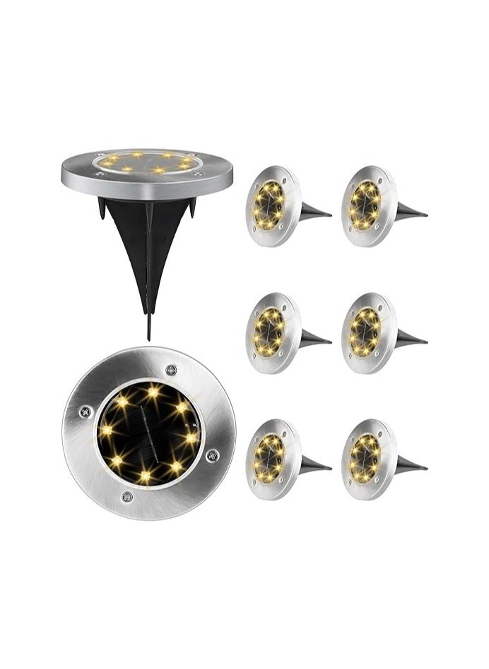 Generic - 6PCS Solar Powered Ground Lamps 6 LED Waterproof Outdoor Lights with Light Sensor for Garden Patio Pathway Pathway - Yellow - Image 1