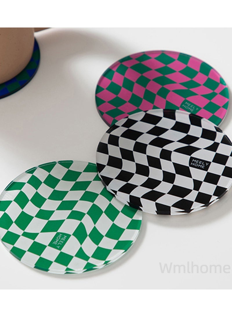Wmlhome Creative Acrylic Checkerboard Pattern Cup Mat, For Coffee Tea Drink Mug Pads Restaurant Decoration Shooting Props Coasters  - Image 4