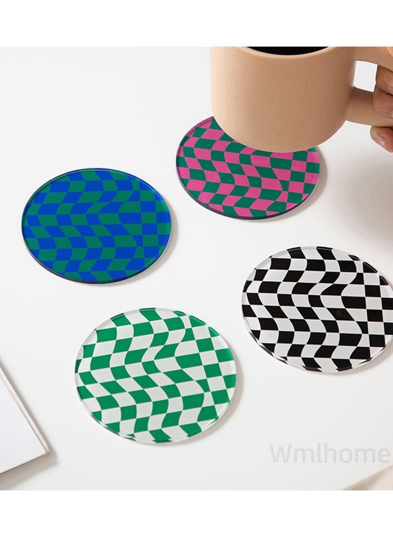 Wmlhome Creative Acrylic Checkerboard Pattern Cup Mat, For Coffee Tea Drink Mug Pads Restaurant Decoration Shooting Props Coasters  - Image 2