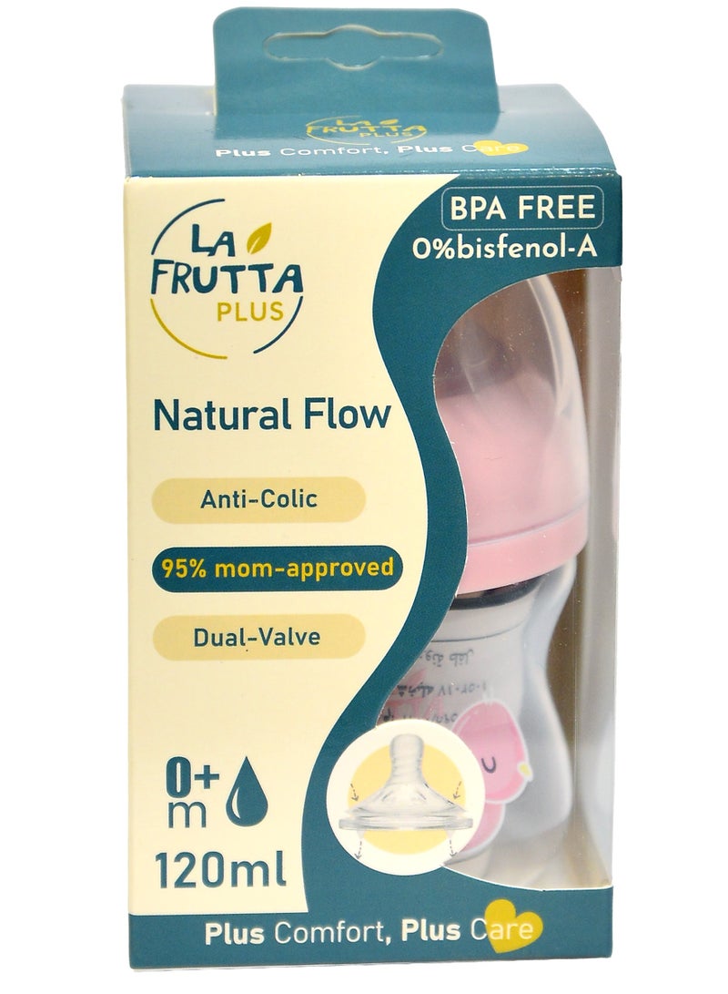 La Frutta Plus Natural Flow Bottle Anti-Colic 120ml (Rose) , BPA FREE, 0%bisfenol - (M:0+) - Image 3
