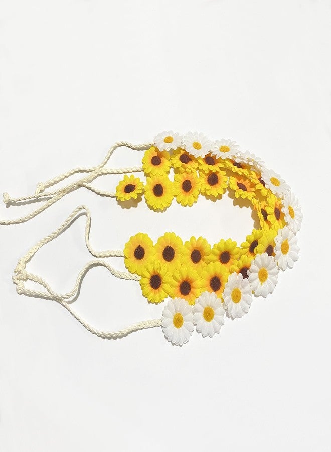 zYoung Sunflower Crown Hippies Daisy Hair Wreath Bridal Headpiece Photo Props (2 yellow +1 white) - Image 3