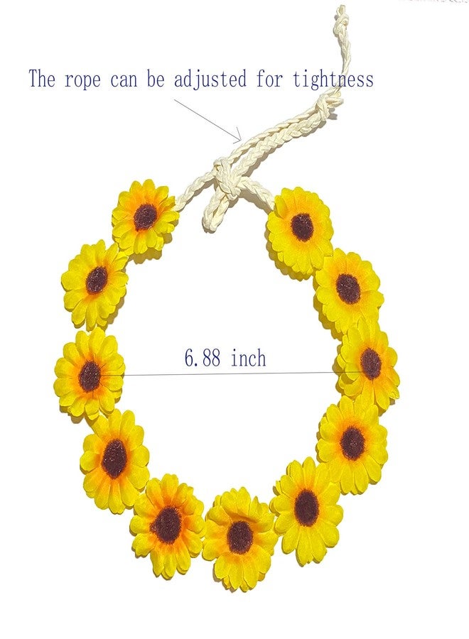 zYoung Sunflower Crown Hippies Daisy Hair Wreath Bridal Headpiece Photo Props (2 yellow +1 white) - Image 5